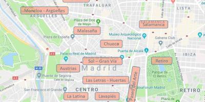 Карта Мадрид Испания кварталы