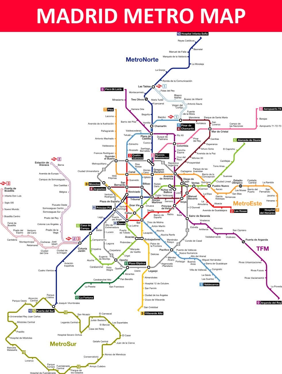 Метро Мадрида Испания карта