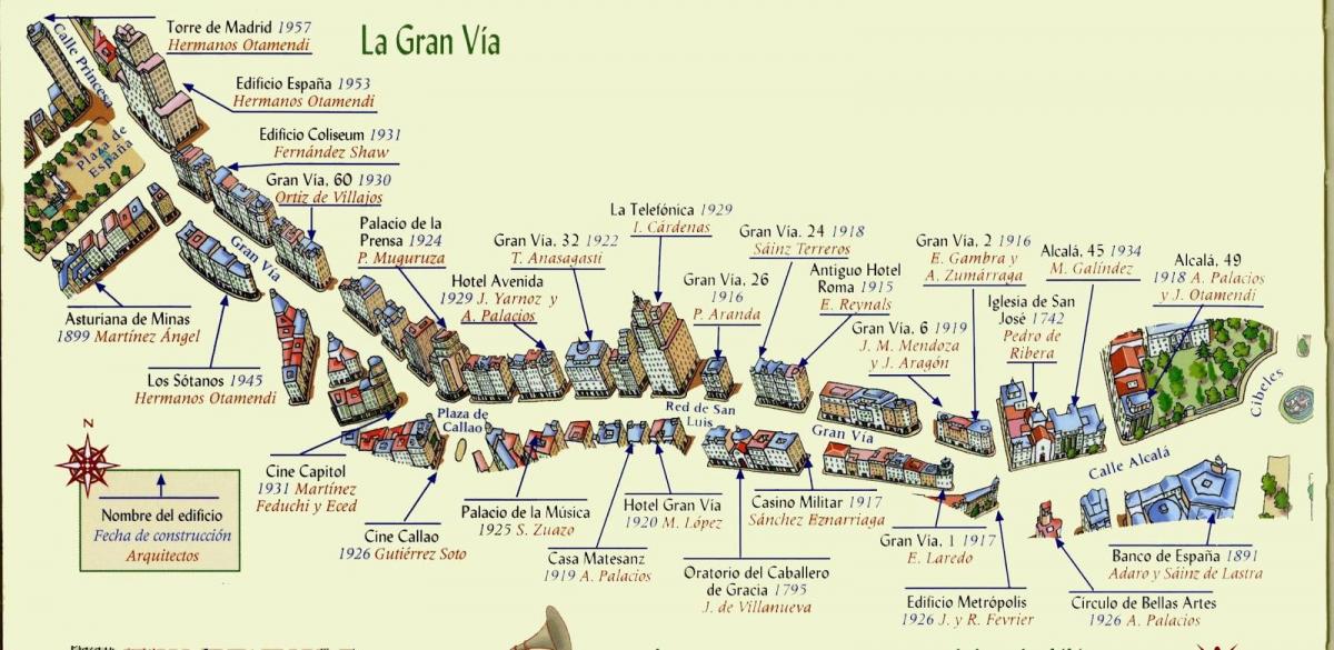 карту Гран-Виа в Мадриде