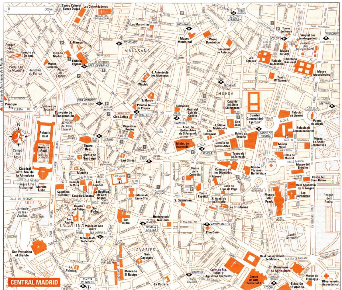 туристическая карта центра Мадрида