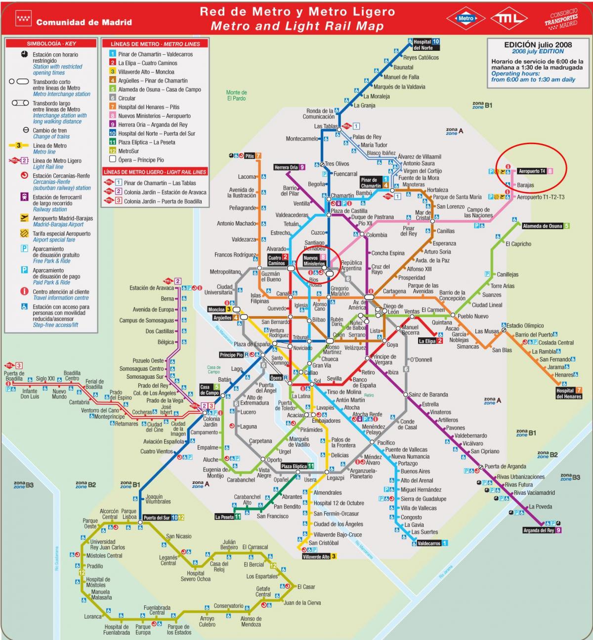 Аэропорт Мадрид схема метро 