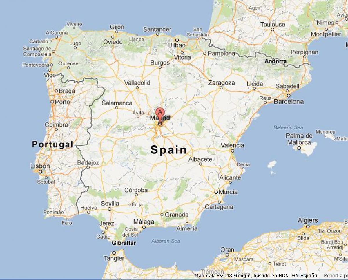 карта Испании показывает Мадрид