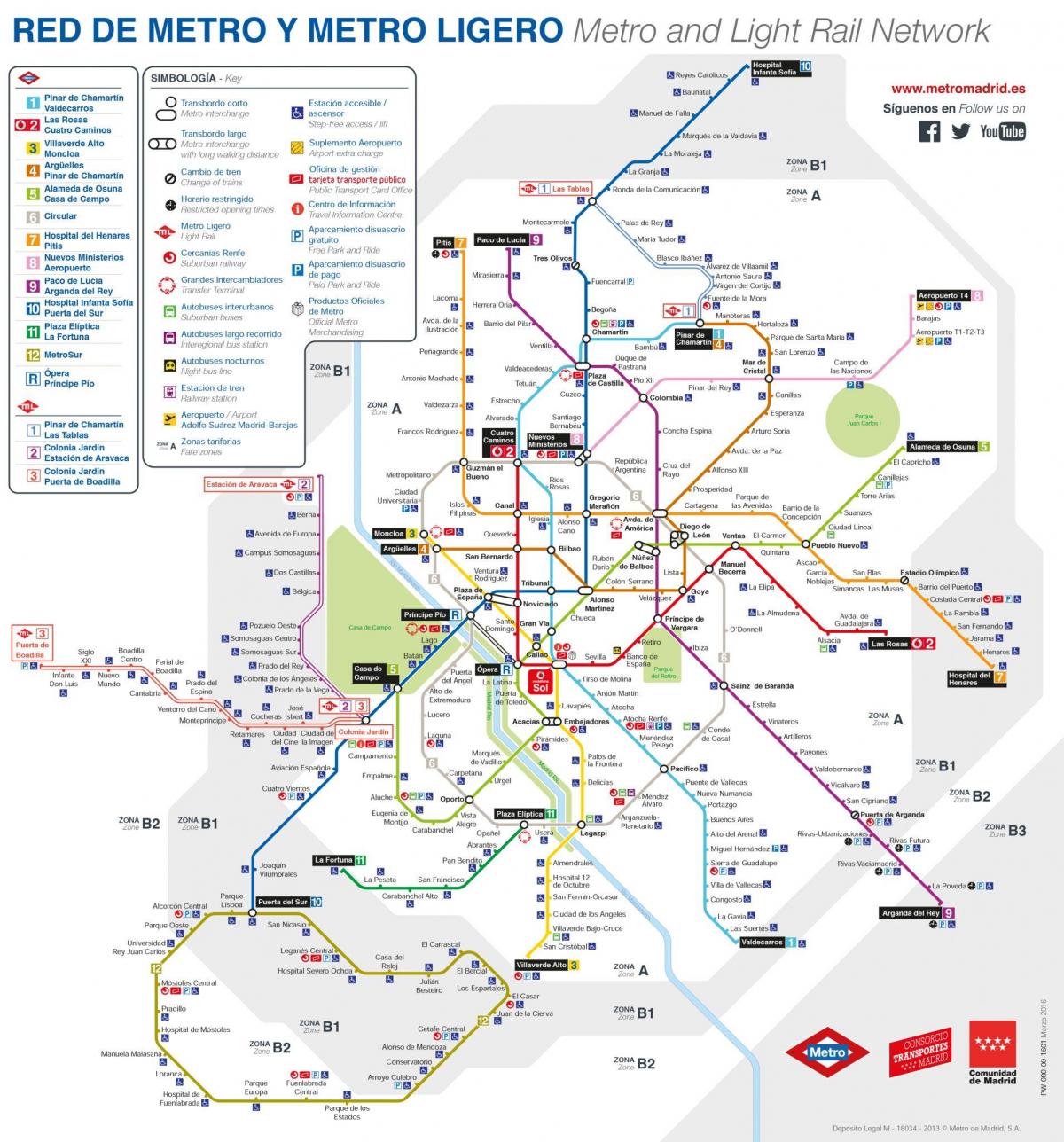 карта Мадрида на общественном транспорте