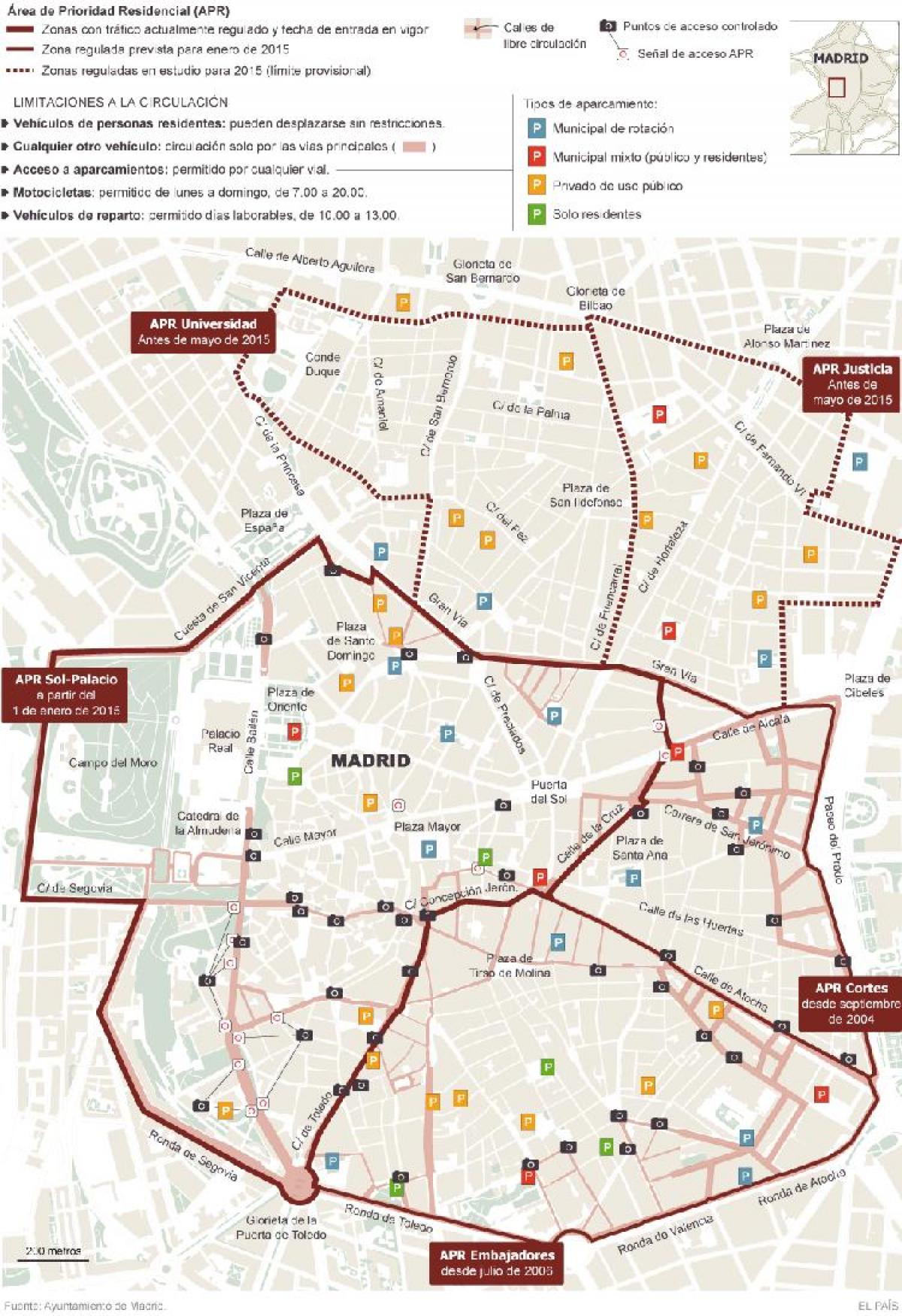 карта Мадрида парковка
